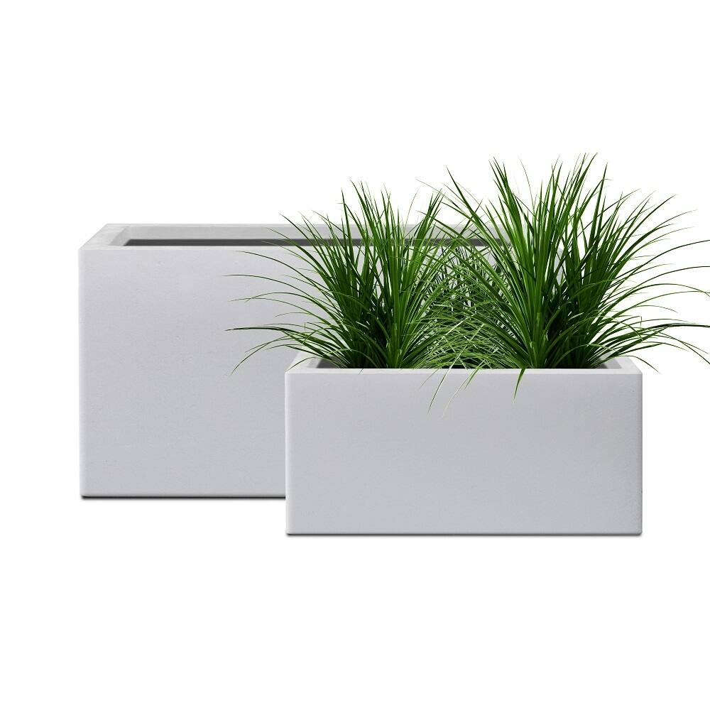 Kante 32", 24" Long Rectangular Lightweight Pure White Concrete Metal